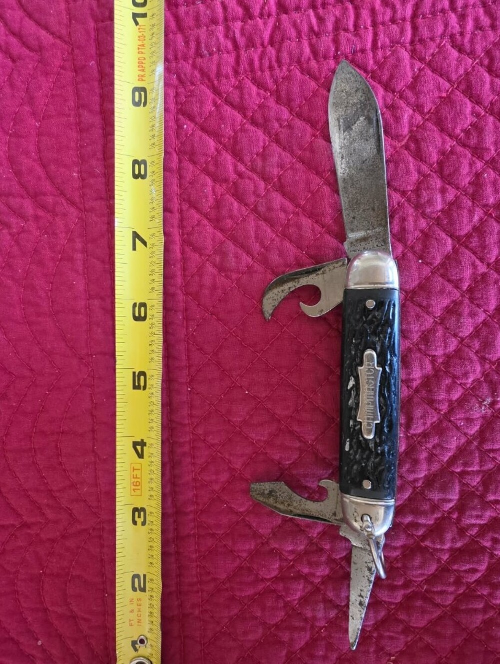 Vintage CAMPMASTER Folding Pocket Knife Multi-Tool in Black